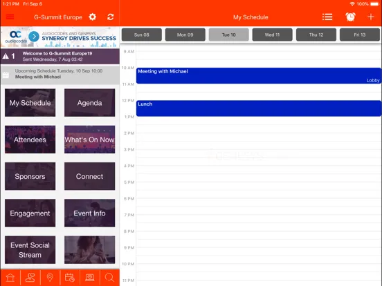 Ảnh chụp màn hình của Genesys Events iPad 