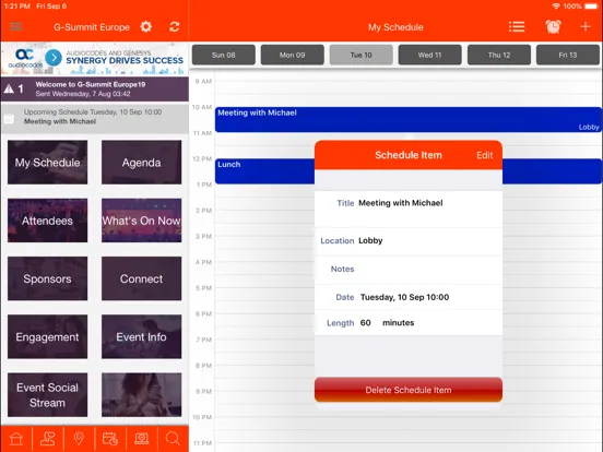 Ảnh chụp màn hình của Genesys Events iPad 