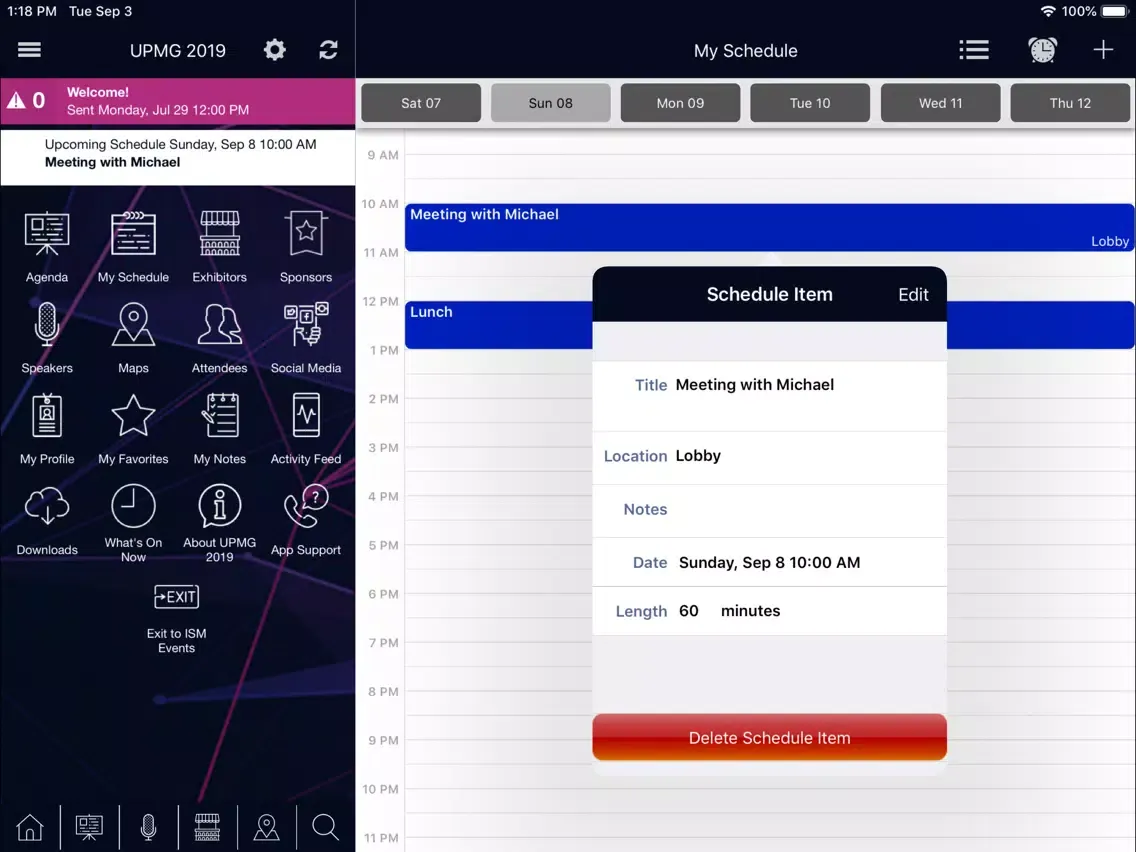 ISM Events App iPad  Ekran Görüntüleri