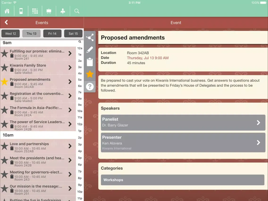 Captures d'écran de 2017 Kiwanis International Convention iPad 