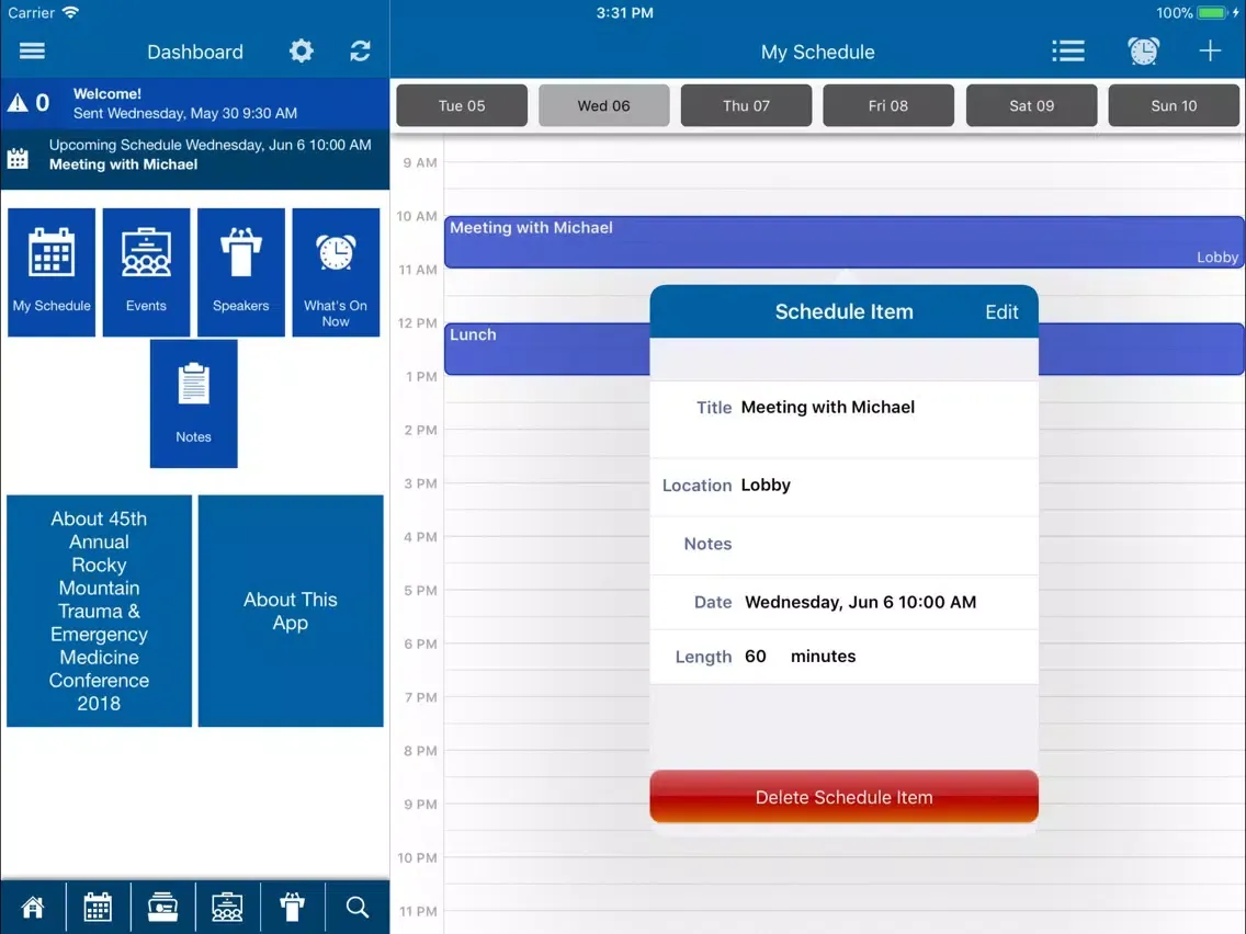 Tangkapan layar Rocky Mountain Trauma Events iPad 