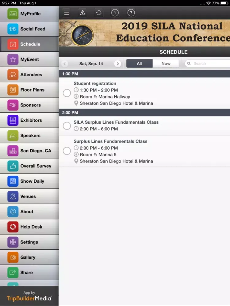 Zrzuty ekranu SILA Events iPad 