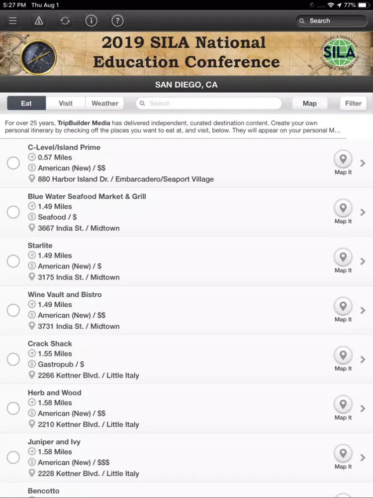 Zrzuty ekranu SILA Events iPad 
