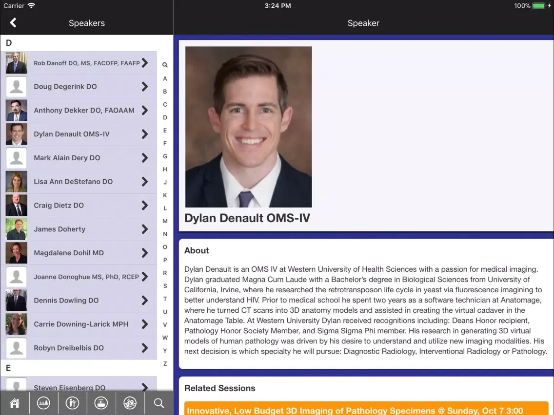 ภาพหน้าจอของ OMED iPad 