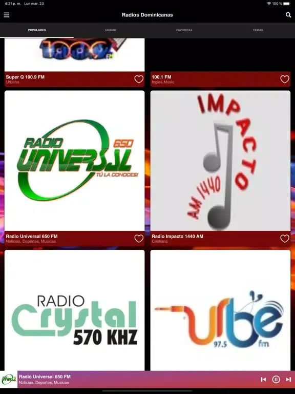 Ảnh chụp màn hình của DOMI RADIOS - Radio Dominican iPad 