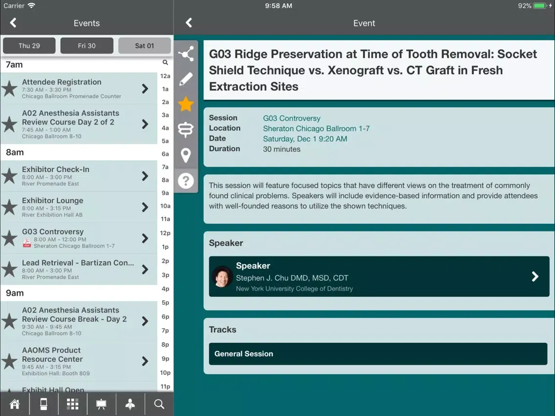 ภาพหน้าจอของ AAOMS Events iPad 