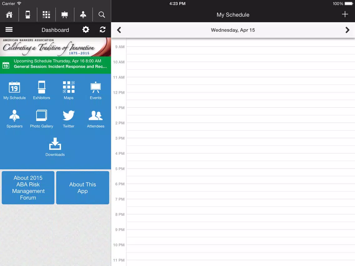 Tangkapan skrin 2015 ABA Risk Management Forum iPad 