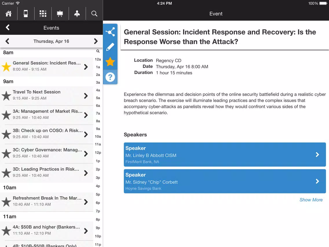 Tangkapan skrin 2015 ABA Risk Management Forum iPad 