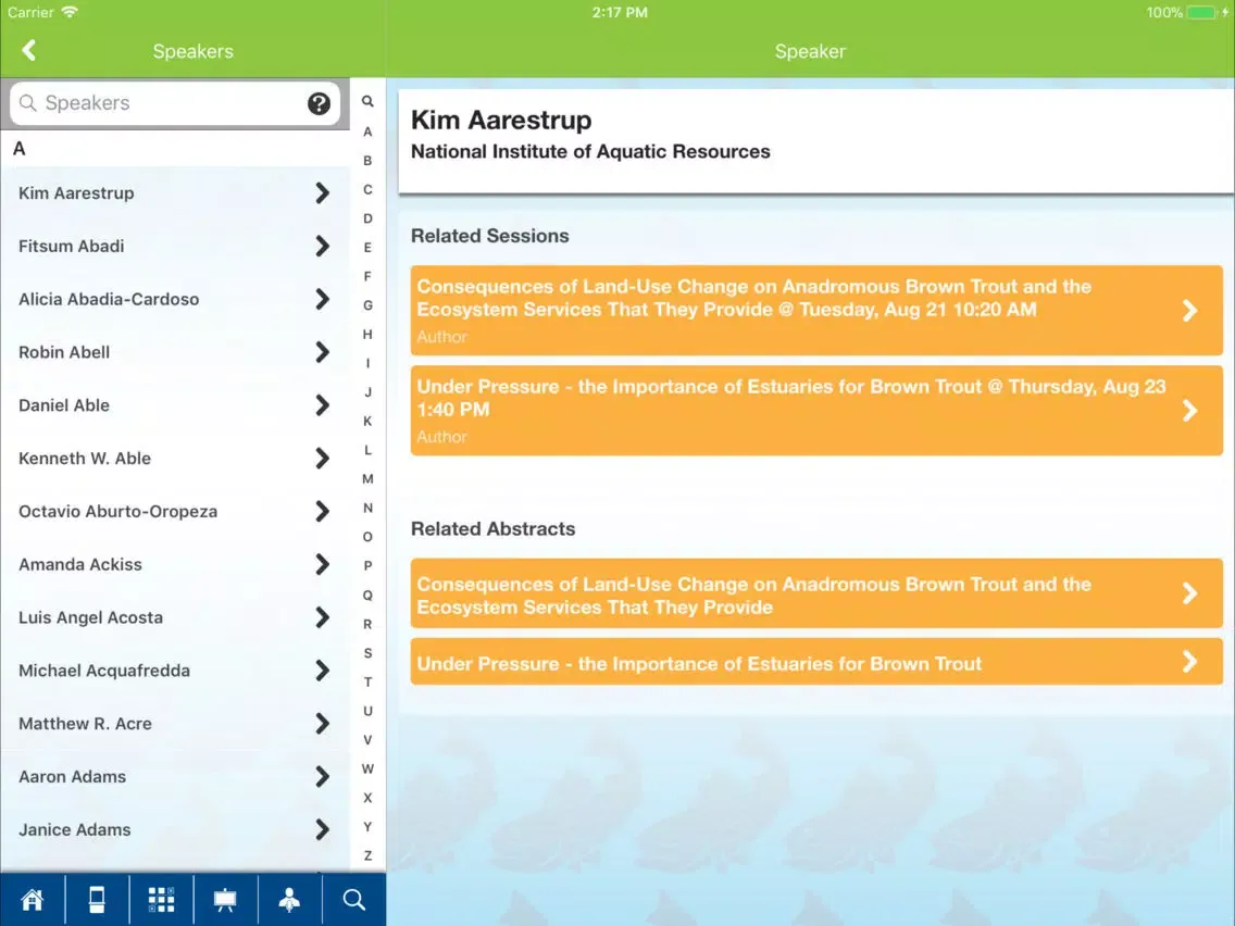 AFS Annual Meetings iPad  Screenshots