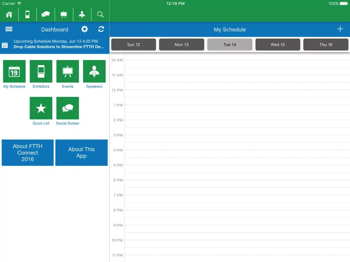 Capturas de tela do FTTH Connect 2016 iPad 