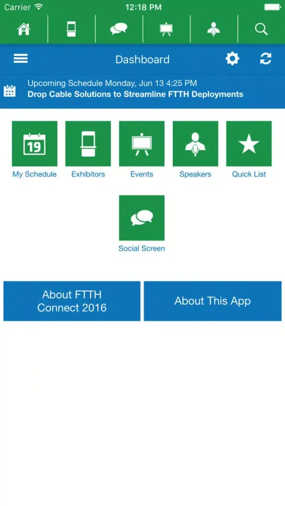 Capturas de tela do FTTH Connect 2016
