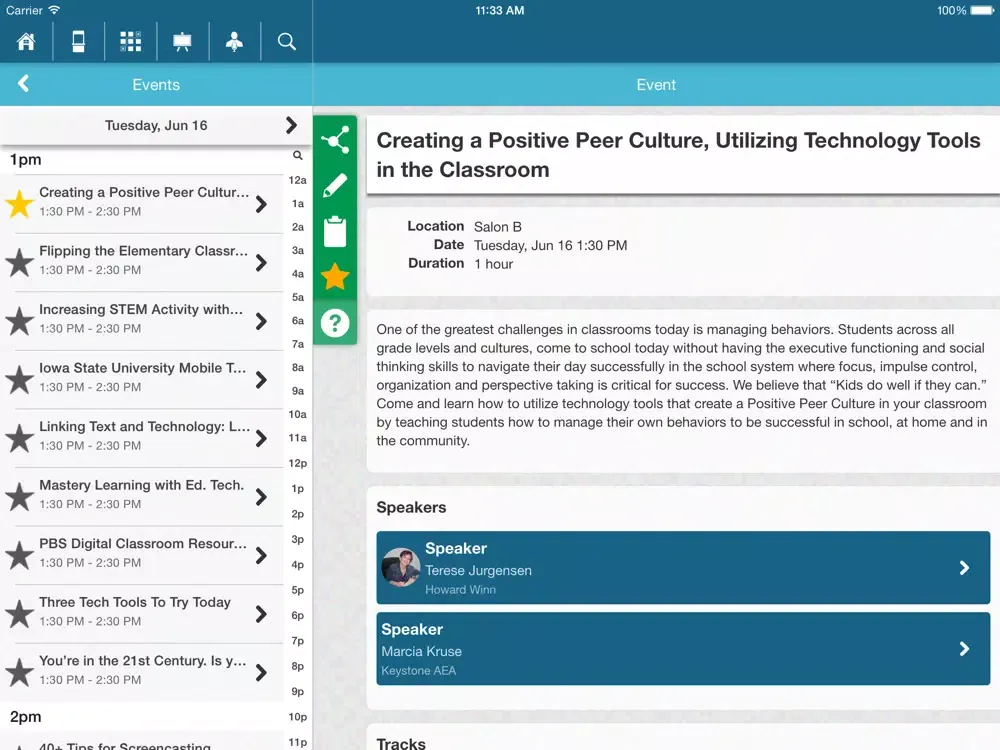 Capturas de pantalla de Keystone AEA TIC Technology Integration in Classrooms Conference iPad 