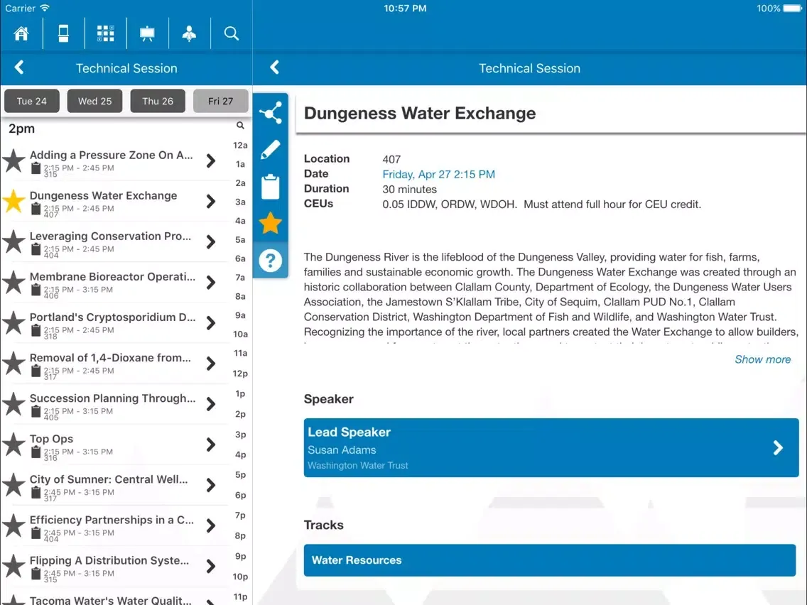 Capturas de pantalla de PNWS-AWWA Meetings iPad 