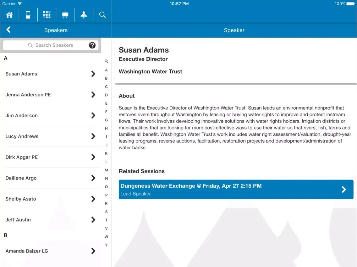 Capturas de pantalla de PNWS-AWWA Meetings iPad 
