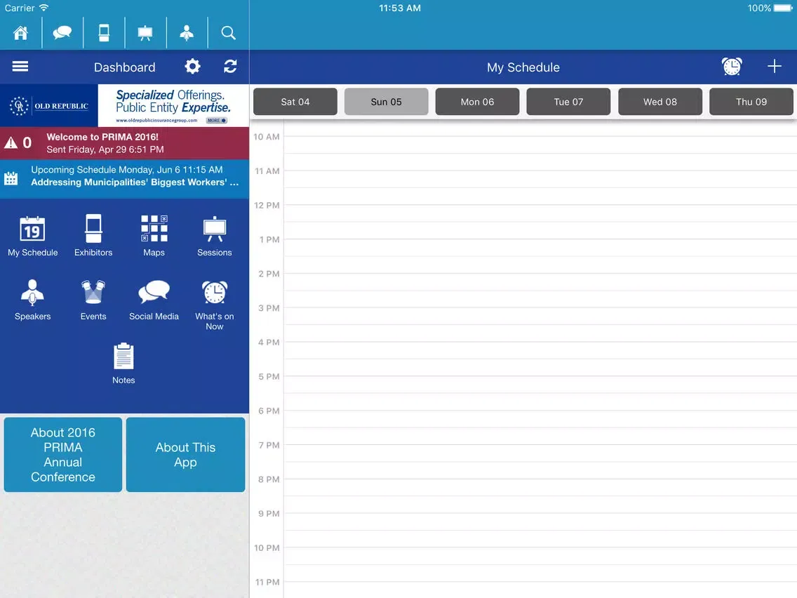 Ảnh chụp màn hình của 2016 PRIMA Annual Conference iPad 