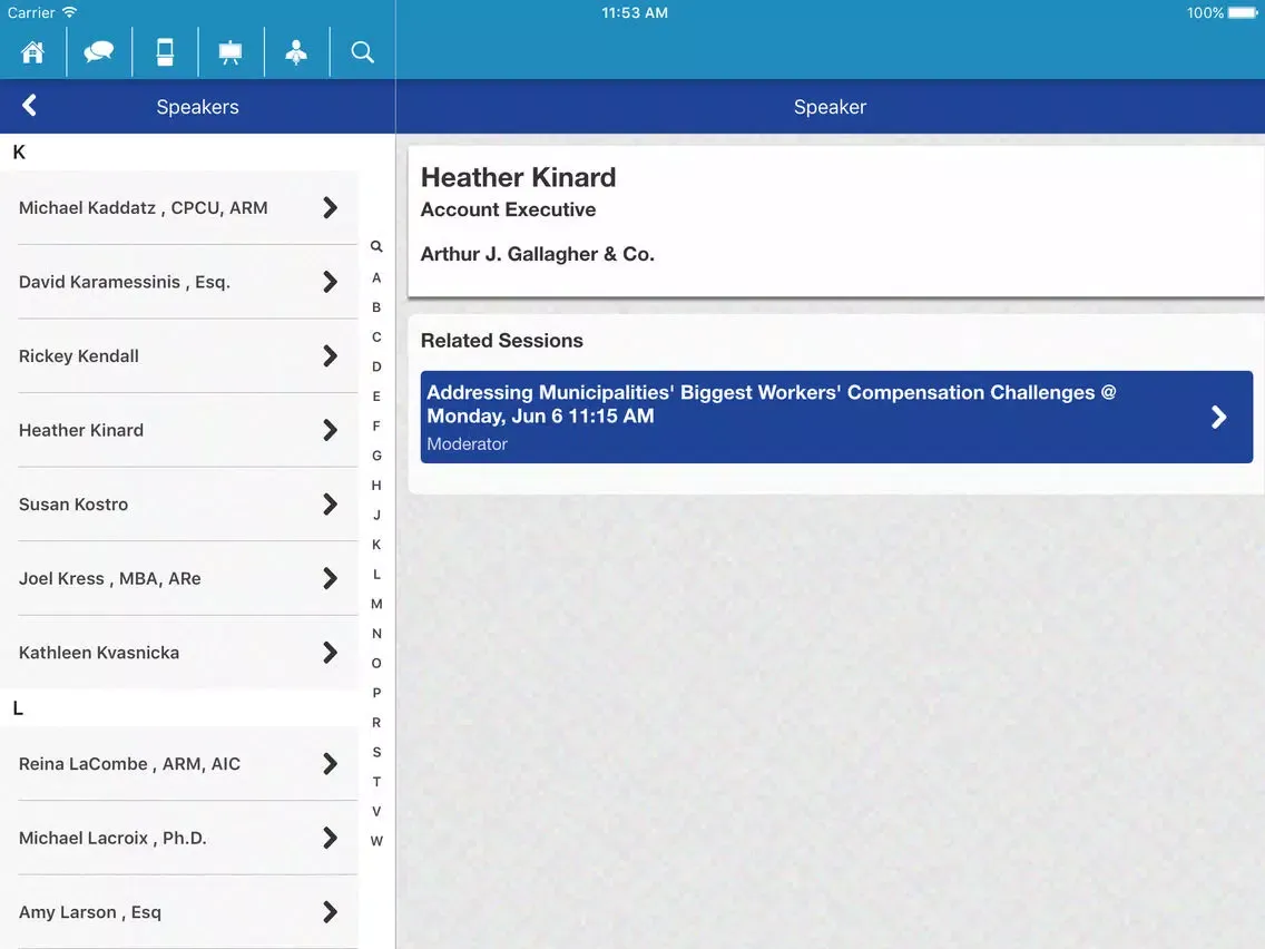 Ảnh chụp màn hình của 2016 PRIMA Annual Conference iPad 