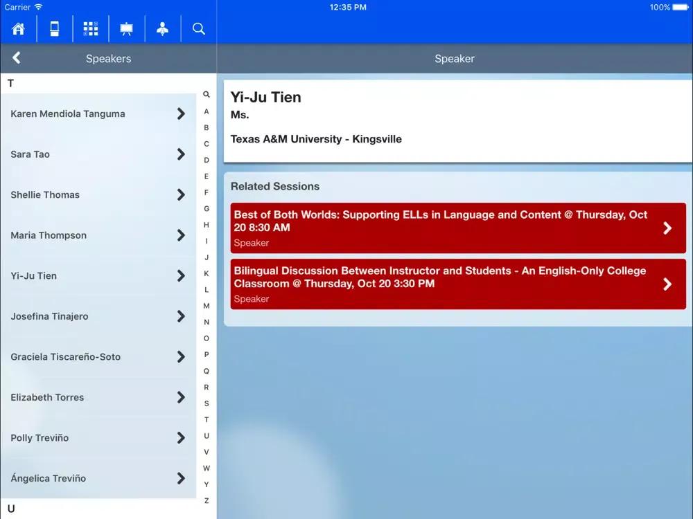 ภาพหน้าจอของ TABE 44th Annual Conference 2016 iPad 