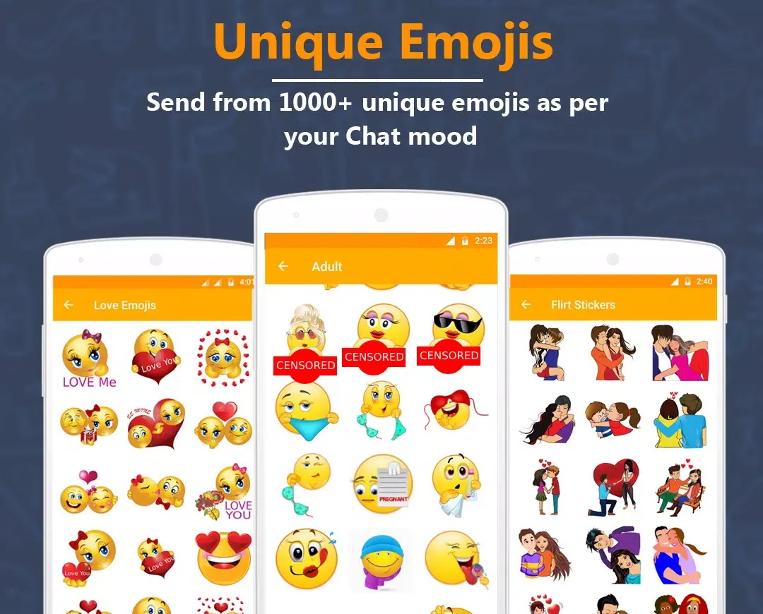 Tangkapan layar Dirty emoji & Adult emoji stic