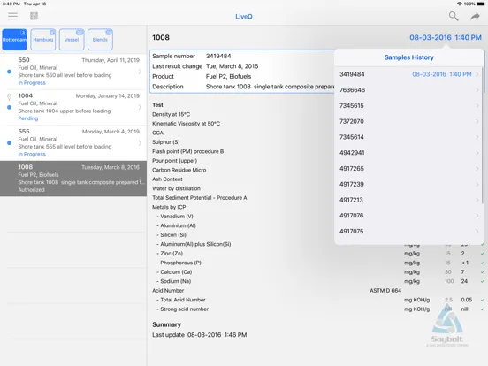 Capturas de pantalla de Saybolt LiveQ iPad 