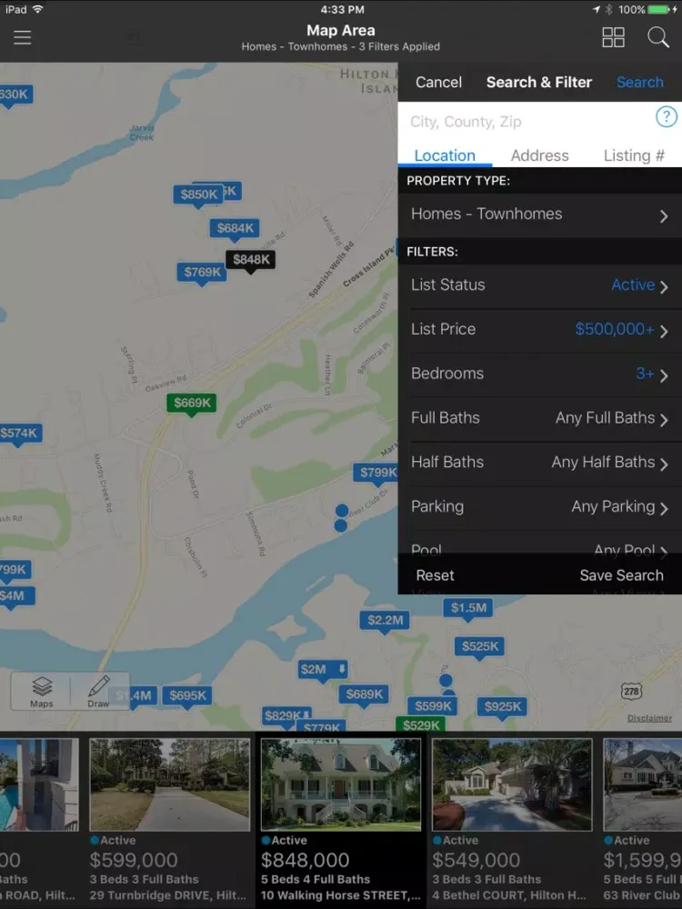 ภาพหน้าจอของ Hilton Head MLS iPad