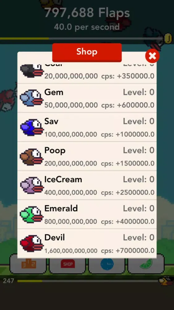 Capturas de tela do Super Flappy Clickers