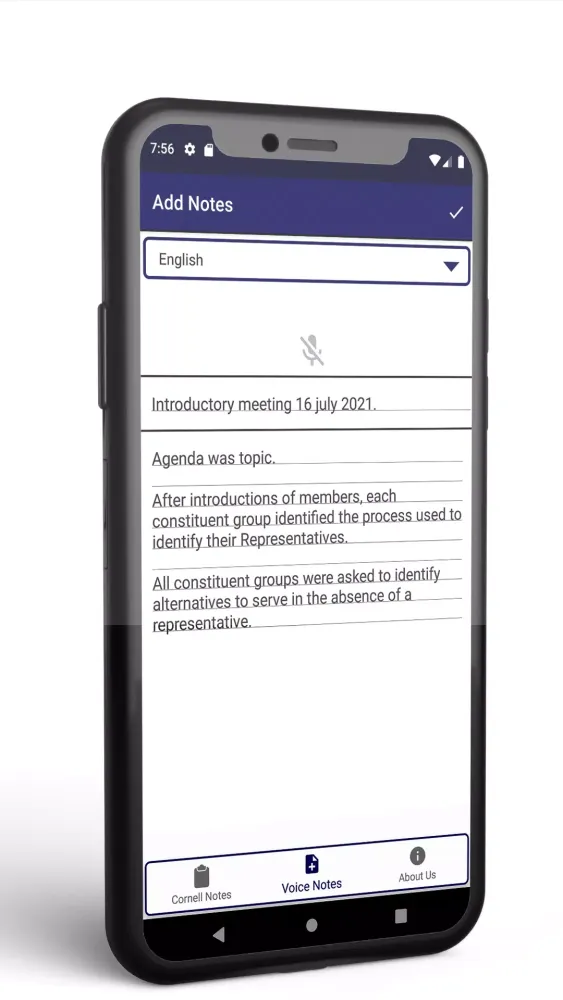 Zrzuty ekranu Speech to text Cornell notes