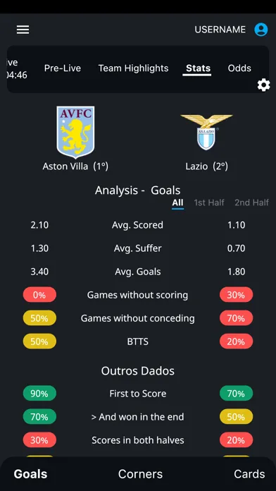 Скриншоты CornerPro - Livescores