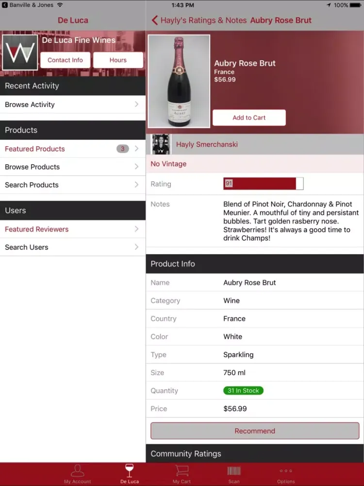 Captures d'écran de De Luca Fine Wines iPad 