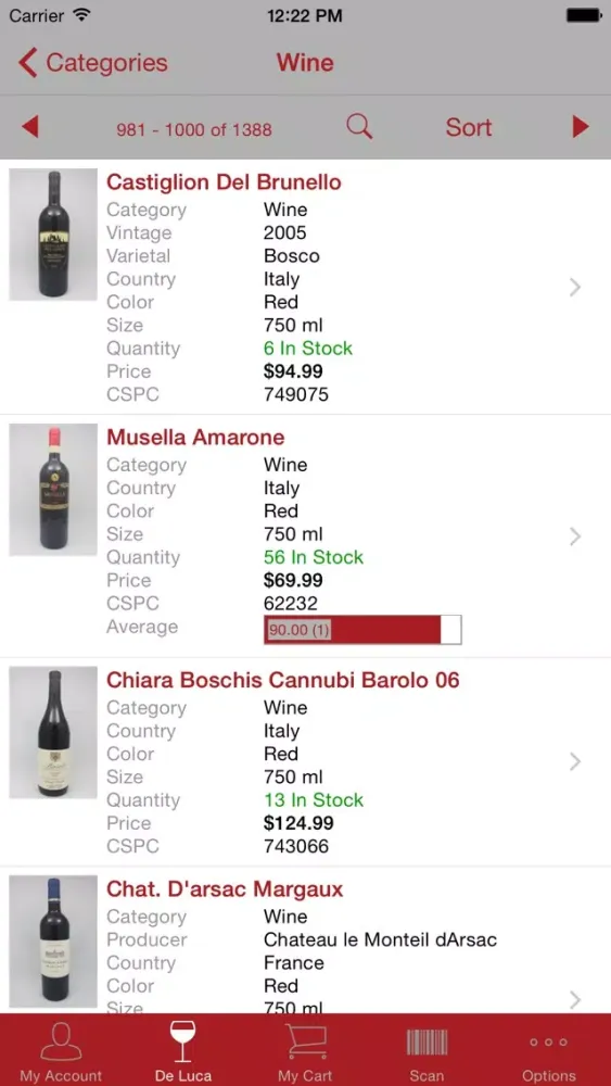 Captures d'écran de De Luca Fine Wines