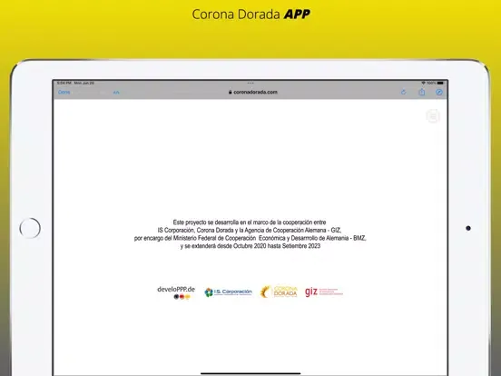 Corona Dorada APP iPad  스크린샷