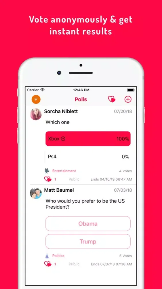 Capturas de tela do Pollster - Social Polls