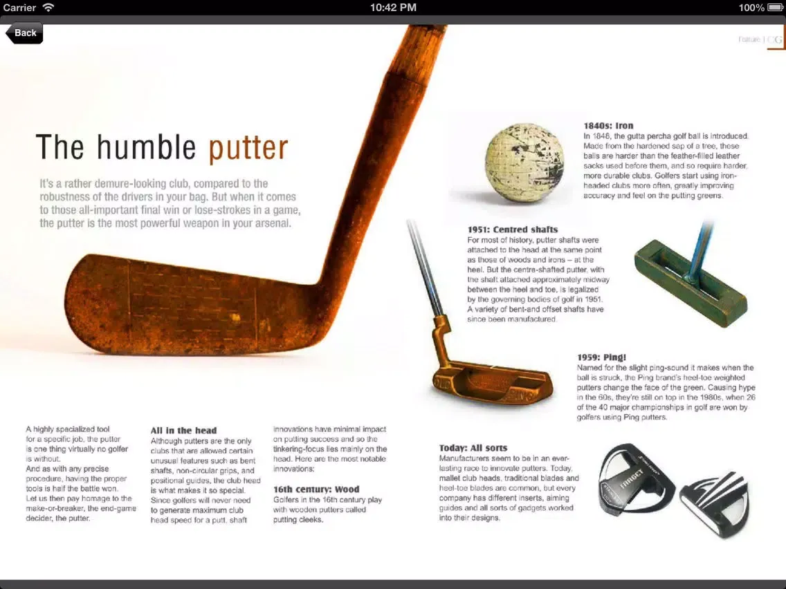 Capturas de tela do Corporate Golf Magazine iPad 