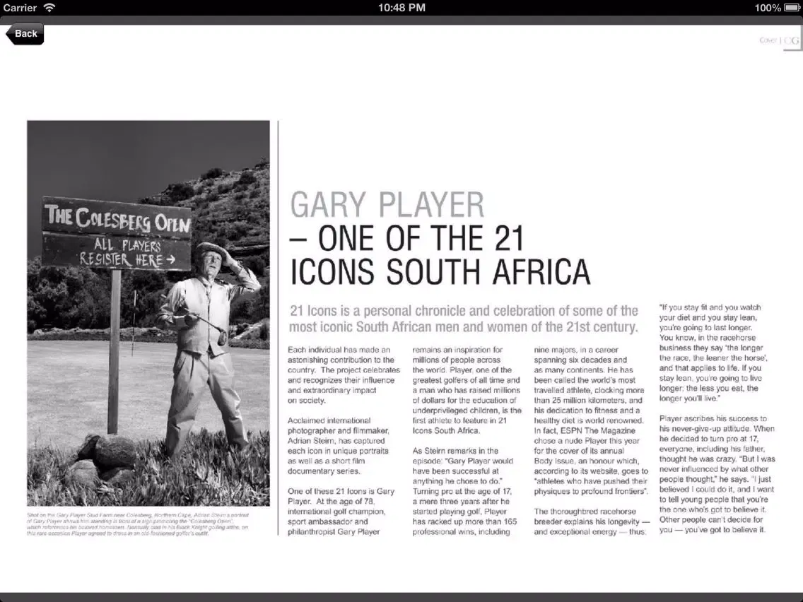 Capturas de tela do Corporate Golf Magazine iPad 