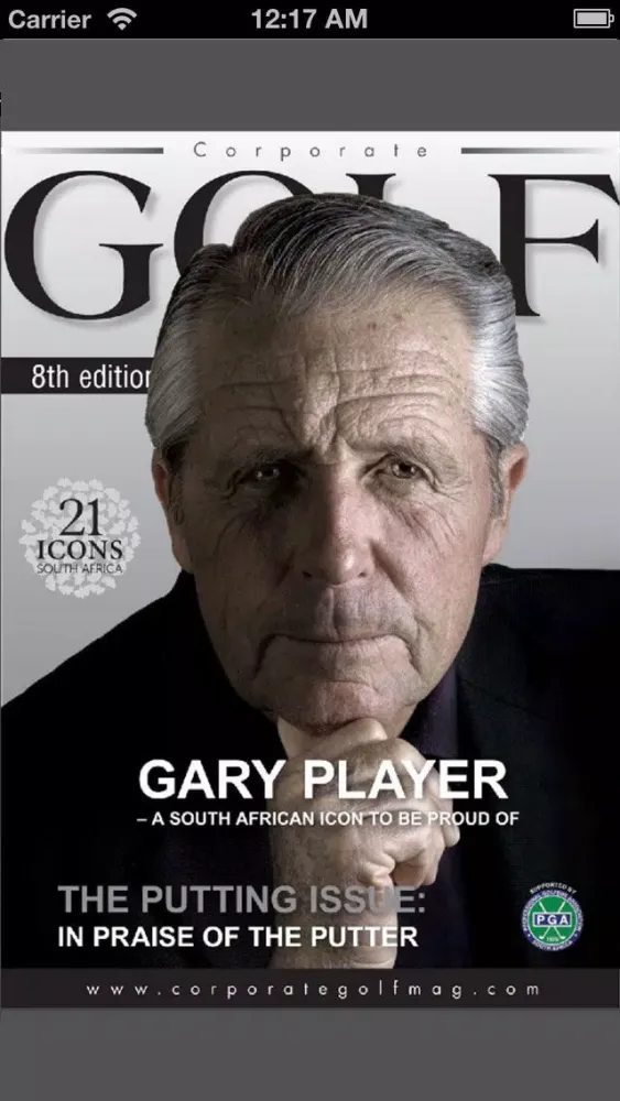 Capturas de tela do Corporate Golf Magazine