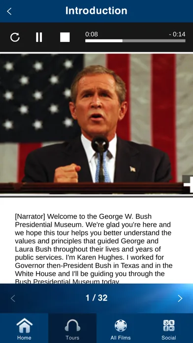 Capturas de tela do George W. Bush Library