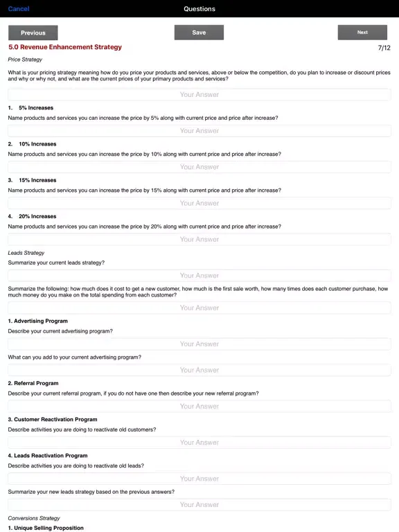 Ảnh chụp màn hình của Business Plan Strategies iPad 