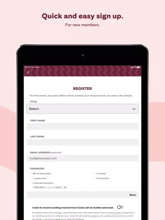 Costa Coffee Club India iPad  Screenshots