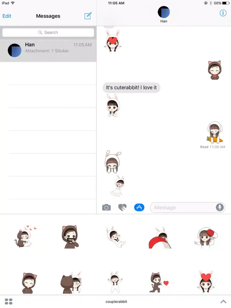 Stickers: Cuterabbit iPad  स्क्रीनशॉट