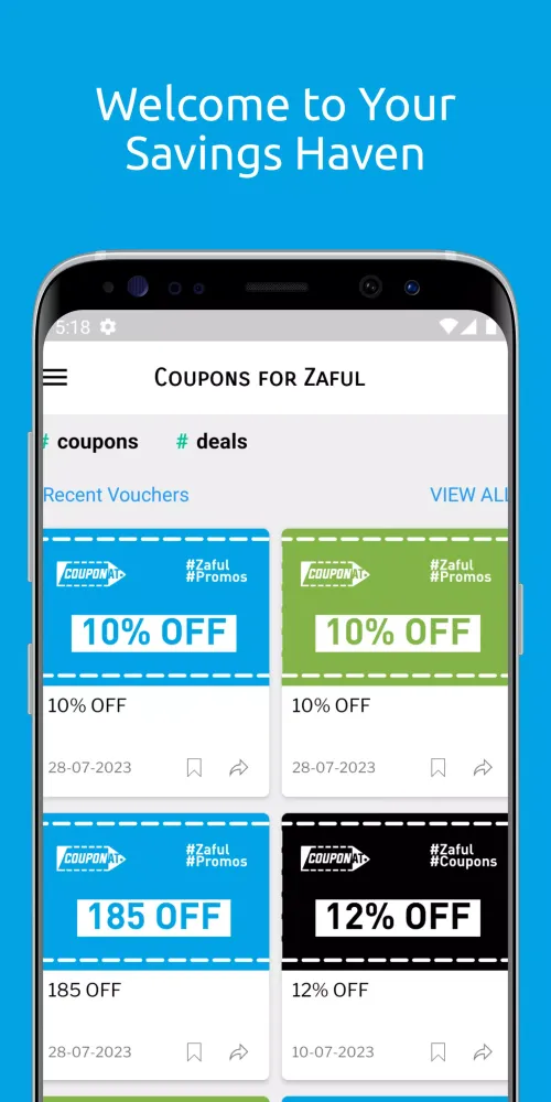 Скриншоты Coupons for ZAFU Fashion