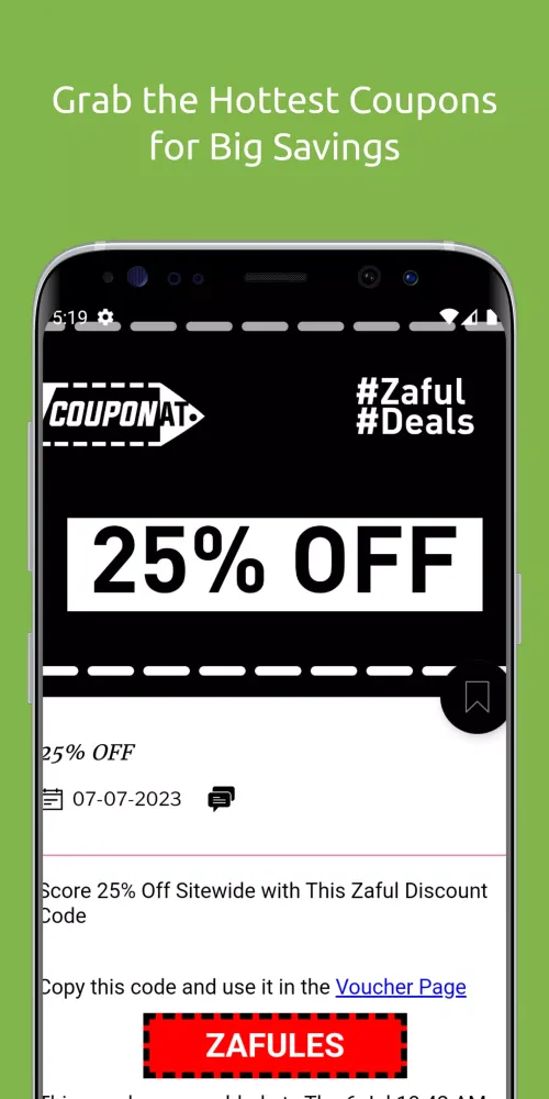 Скриншоты Coupons for ZAFU Fashion