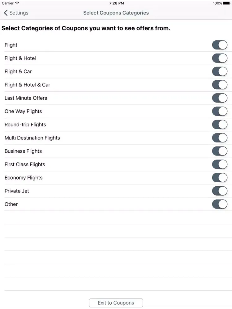 Flight Coupons, Free Flight Discount iPad  Screenshots