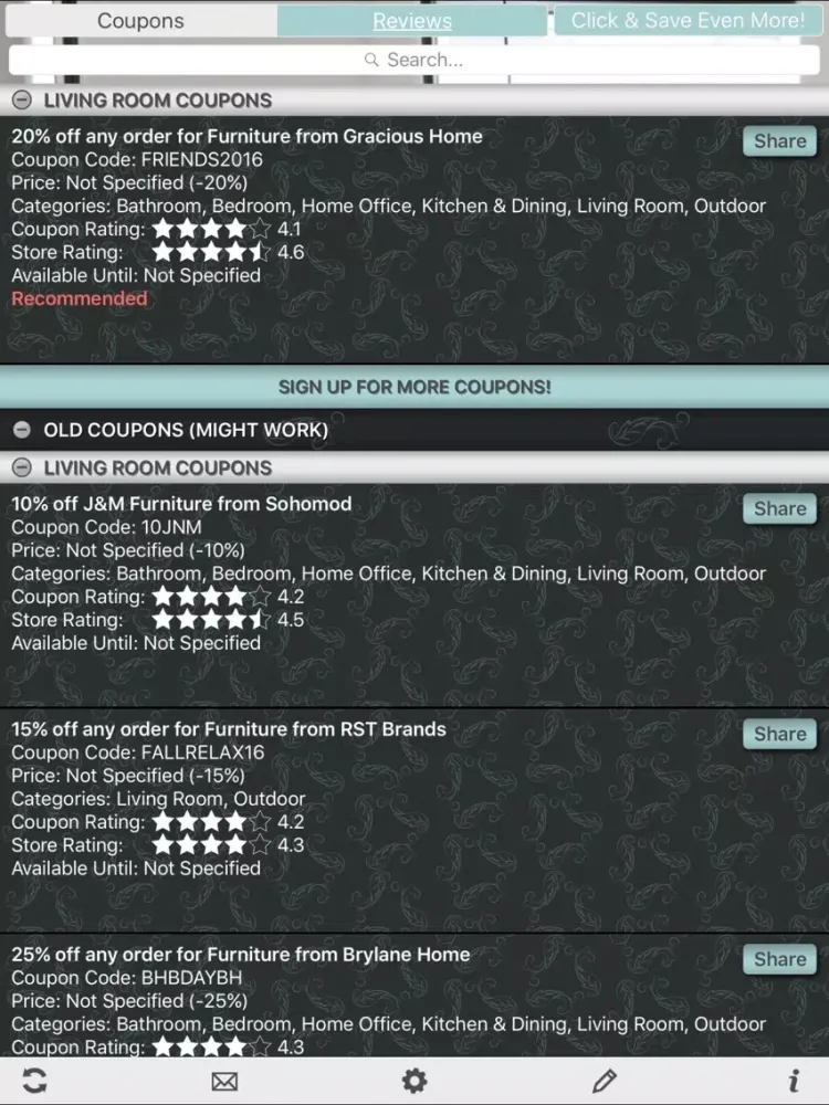 Capturas de pantalla de Furniture Coupons, Free Furniture Discount iPad 