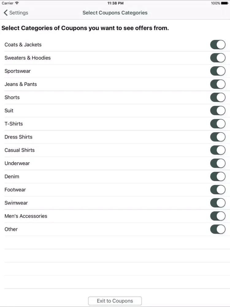 Скриншоты Men's Fashion Coupons, Free Men's Fashion Discount iPad 