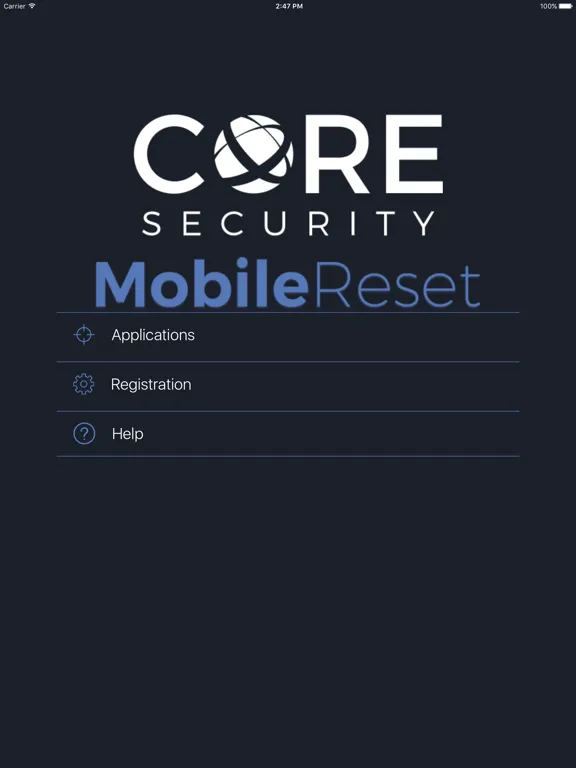 Tangkapan layar Core Mobile Reset iPad 