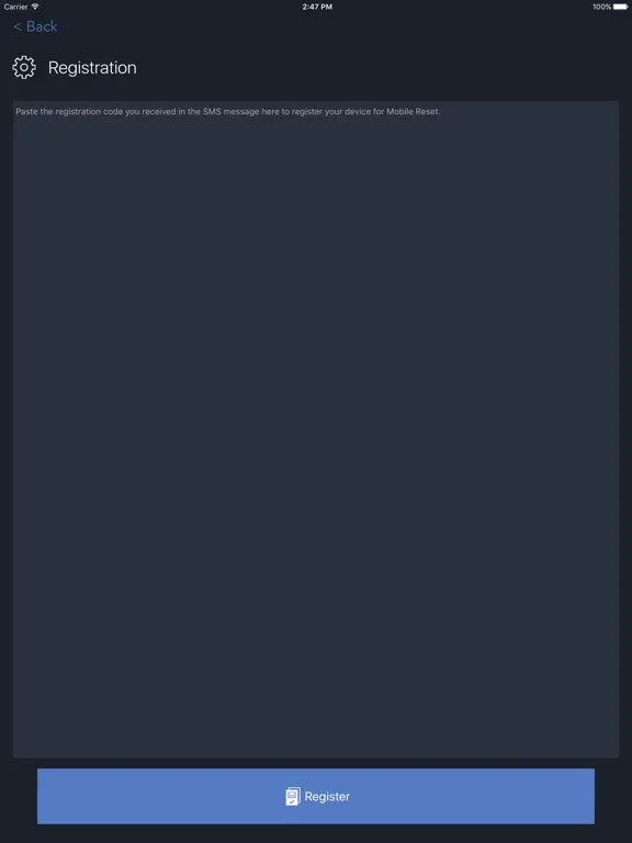 Tangkapan layar Core Mobile Reset iPad 