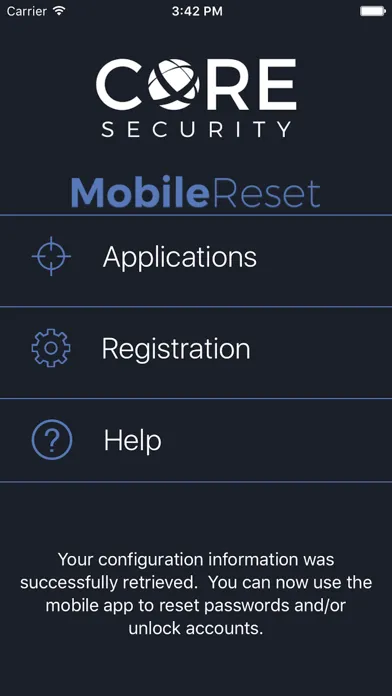 Tangkapan layar Core Mobile Reset