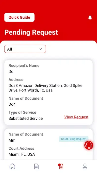 Tangkapan skrin Process Server APP