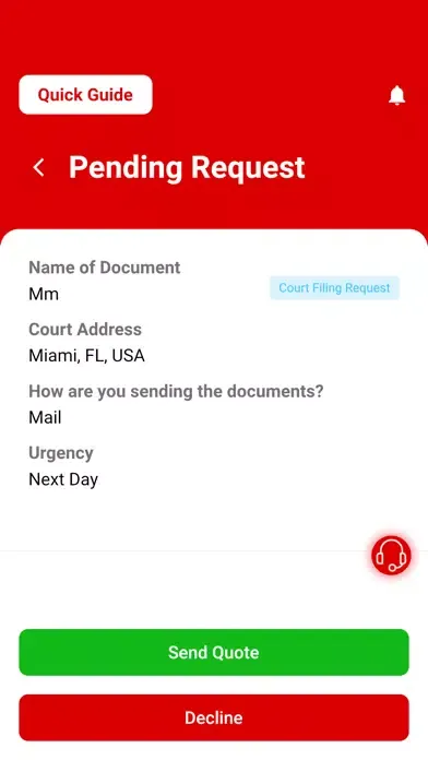 Tangkapan skrin Process Server APP