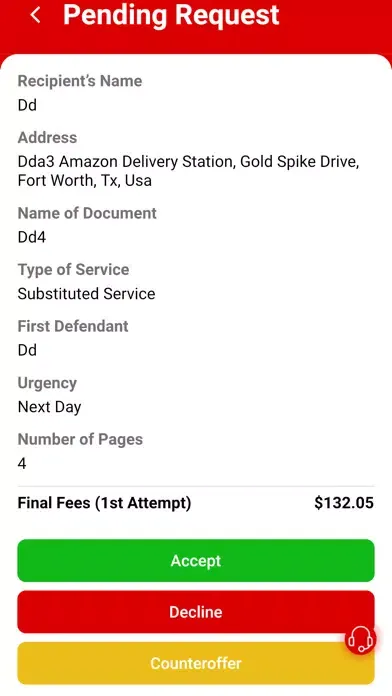 Tangkapan skrin Process Server APP