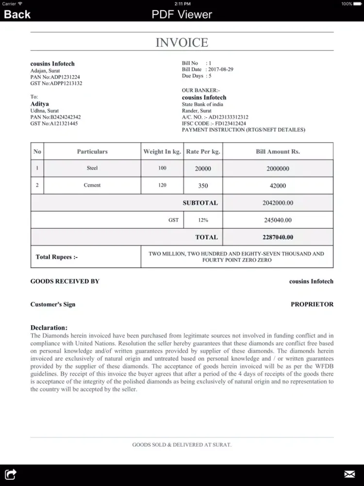 صور GST Invoice Generator iPad 